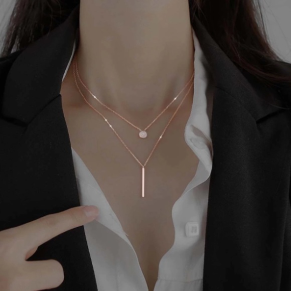 Sterling Silver Rose Gold Layered Pendant Necklace - Picture 4 of 7